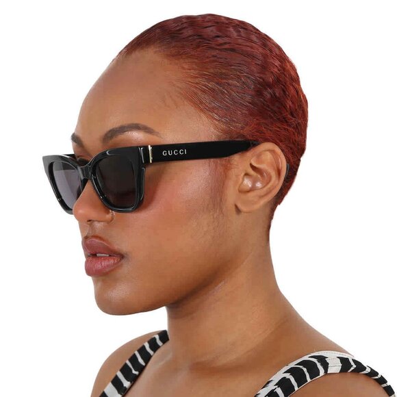 Gucci Cat Eye Ladies Black Sunglasses New With Box - Picture 2 of 5